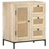Image de Buffet 60x35x70 Cm Bois De Manguier Massif Et Canne Naturelle Vidaxl