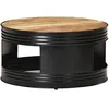 Image de vidaXL Table basse Noir 68x68x36 cm Bois massif de manguier brut 321931