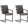 Image de Chaises À Manger Cantilever Lot De 2 Gris Cuir Véritable Vidaxl