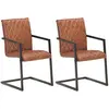 Image de Chaises À Manger Cantilever Lot De 2 Marron Cuir Véritable Vidaxl