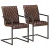 Image de Chaises À Manger Cantilever Lot De 2 Marron Cuir Véritable Vidaxl