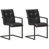 Image de Chaises À Manger Cantilever Lot De 2 Noir Cuir Véritable Vidaxl