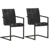 Image de Chaises À Manger Cantilever Lot De 2 Noir Cuir Véritable Vidaxl