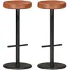 Image de Tabourets De Bar Lot De 2 Marron Cuir Véritable Vidaxl