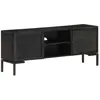 Image de Meuble Tv Noir 115x30x46 Cm Bois Massif De Manguier Vidaxl