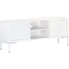 Image de Meuble Tv Blanc 115x30x46 Cm Bois Massif De Manguier Vidaxl