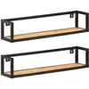 Image de Étagères Murales 2 Pcs 80 Cm Bois D'acacia Massif Vidaxl