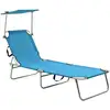 Image de Chaise Longue Pliable Avec Auvent Acier Turquoise Et Bleu Vidaxl