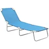 Image de Chaise Longue Pliable Acier Et Tissu Bleu Turquoise Vidaxl