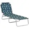 Image de Chaise Longue Pliable Acier Et Tissu Motif De Feuilles Vidaxl