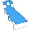 Image de Chaise Longue Pliable Avec Coussin De Tête Acier Bleu Turquoise Vidaxl