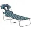 Image de Chaise Longue Pliable Coussin De Tête Acier Motif De Feuilles Vidaxl