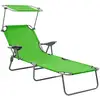 Image de Chaise Longue Avec Auvent Acier Vert Vidaxl