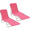 Image de Chaises Longues Pliables Lot De 2 Acier Et Tissu Rose Vidaxl