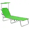Image de Chaise Longue Pliable Avec Auvent Vert Aluminium Vidaxl