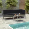 Image de vidaXL Salon de jardin 3 pcs avec coussins Résine tressée Gris 310204