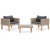 Image de vidaXL Salon de jardin 3 pcs avec coussins Résine tressée Beige 310217