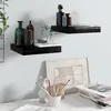 Image de vidaXL Étagère murale flottante 2 pcs Noir brillant 23x235x38 cm MDF 323761