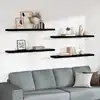 Image de Étagère Murale Flottante 4 Pcs Noir Brillant 120x23,5x3,8cm Mdf Vidaxl