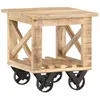 Image de Table D'appoint Avec Roues 40x40x42 Cm Bois De Manguier Brut Vidaxl