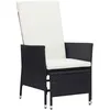 Image de Chaise Inclinable De Jardin Avec Coussins Résine Tressée Noir Vidaxl
