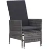 Image de Chaise Inclinable De Jardin Avec Coussins Résine Tressée Gris Vidaxl