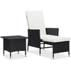 Image de Transat et table basse en résine tressée - Noir - 62 x 131 x 106 cm