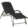 Image de Chaise Longue Avec Oreiller Textilène Noir Vidaxl