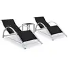 Image de Chaises Longues Lot De 2 Avec Table Aluminium Noir Vidaxl