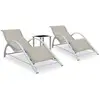Image de Chaises Longues Lot De 2 Avec Table Aluminium Crème Vidaxl