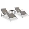 Image de Chaises Longues Lot De 2 Avec Table Aluminium Taupe Vidaxl