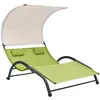 Image de Chaise Longue Double Avec Auvent Textilène Vert Vidaxl