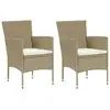 Image de Chaises Manger De Jardin Lot De 2 Résine Tressée Beige Vidaxl