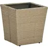 Image de Table À Thé Beige 41,5x41,5x44cm Résine Tressée Et Verre Trempé Vidaxl