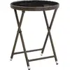 Image de Table À Thé Marron 60 Cm Résine Tressée Et Verre Trempé Vidaxl