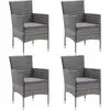 Image de Chaises À Manger De Jardin Lot De 4 Résine Tressée Gris Vidaxl
