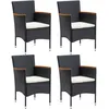 Image de Chaises À Manger De Jardin Lot De 4 Résine Tressée Noir Vidaxl