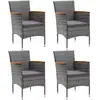 Image de Chaises À Manger De Jardin Lot De 4 Résine Tressée Gris Vidaxl