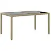 Image de Table De Jardin 150x90x75 Cm Verre Trempé/résine Tressée Beige Vidaxl