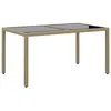 Image de vidaXL Table de jardin 150x90x75 cm Verre trempé-résine tressée Beige 310576