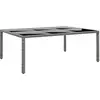 Image de Table De Jardin 200x150x75 Cm Verre Trempé/résine Tressée Gris Vidaxl