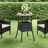 Image de Table De Jardin Ø60x75 Cm Acacia Et Résine Tressée Noir Vidaxl