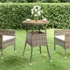 Image de Table De Jardin Ø60x75 Cm Acacia Et Résine Tressée Gris Vidaxl