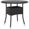 Image de Table De Jardin Ø80x75 Cm Verre Trempé/résine Tressée Noir Vidaxl
