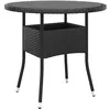 Image de vidaXL Table de jardin Ø80x75 cm Verre trempé-résine tressée Noir 310604