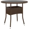 Image de Table De Jardin Ø80x75 Cm Verre Trempé/résine Tressée Marron Vidaxl