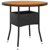 Image de Table De Jardin Ø80x75 Cm Résine Tressée Et Bois D'acacia Noir Vidaxl