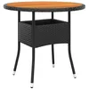 Image de vidaXL Table de jardin Ø80x75 cm Résine tressée et bois dacacia Noir 310608