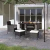 Image de Jeu De Chaise Et Tabouret De Jardin 4 Pcs Résine Tressée Noir Vidaxl