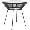 Image de Table À Manger De Jardin Noir Ø70x74 Cm Rotin Et Verre Vidaxl